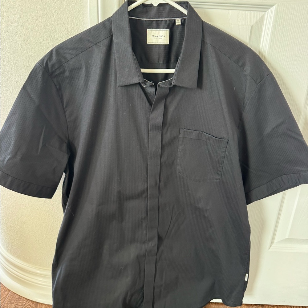 7 Diamonds Men's Short Sleeve Black Shirt